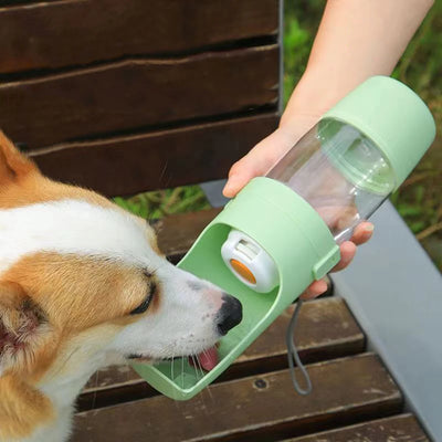 Tragbare Wasserflasche für Hunde & Katzen – Mit Futterbehälter & Napf