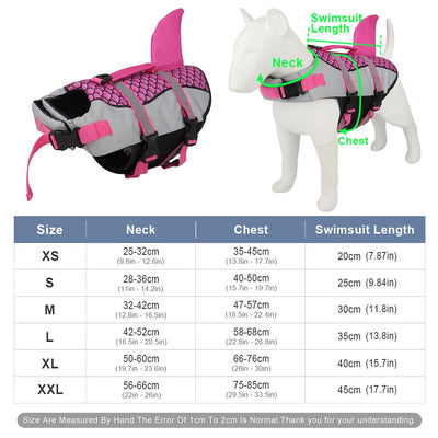 Shark Schwimmweste für Hunde – Coole Pet Life Jacket mit Rettungshandle