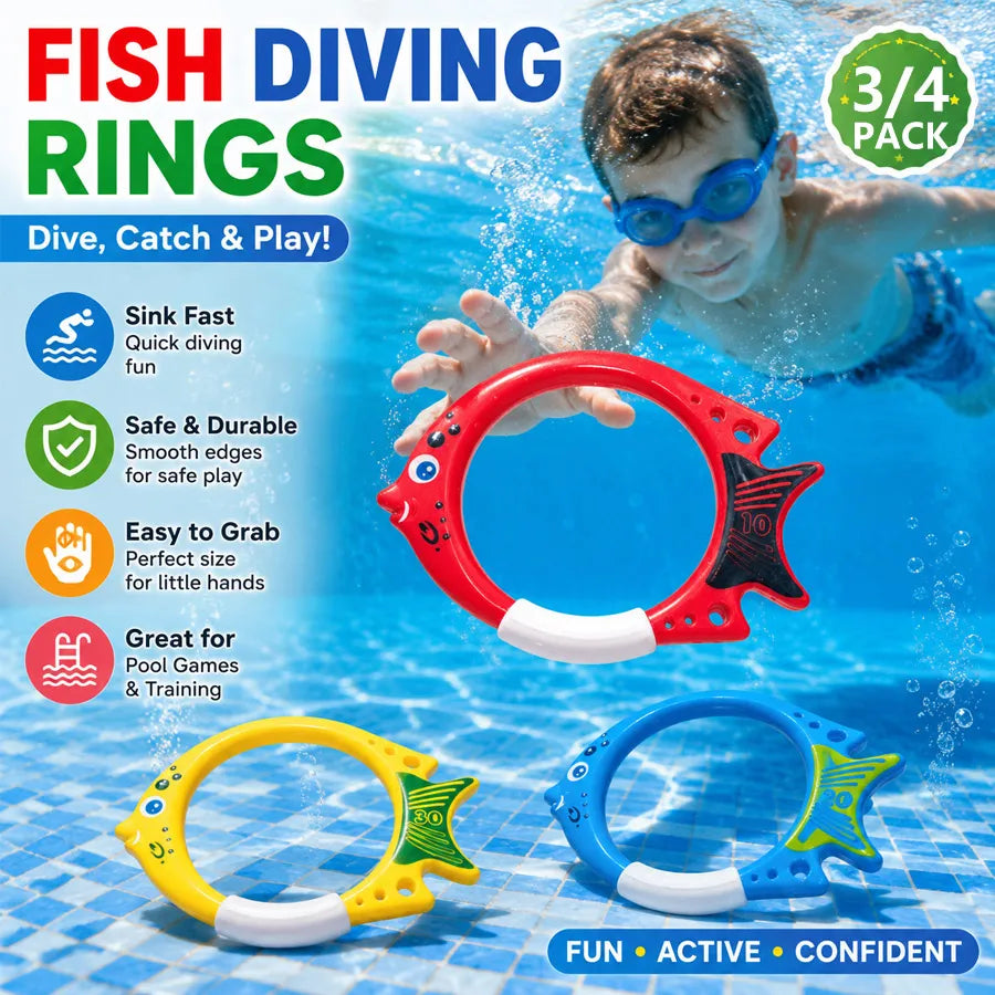 Kids Fish Shaped Pool Dive Rings