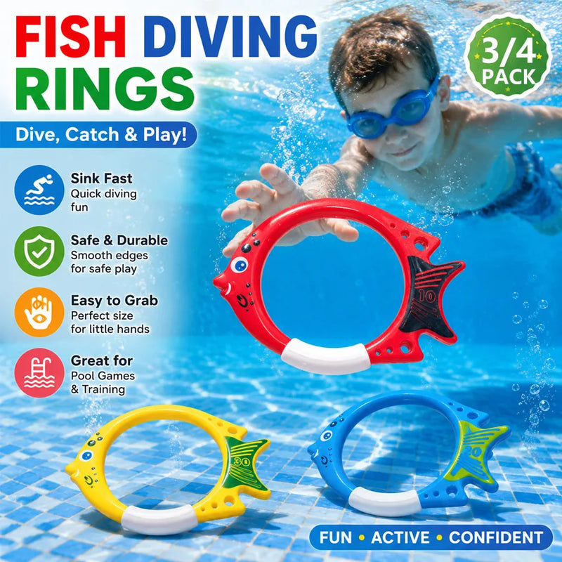 Kids Fish Shaped Pool Dive Rings